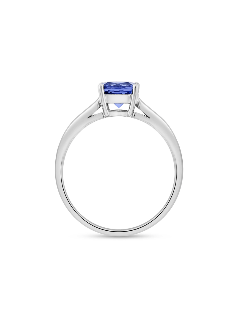 9ct White Gold & 1ct Tanzanite Cushion Solitaire Ring
