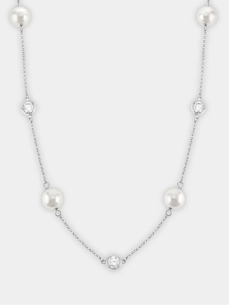Cheté Sterling Silver Freshwater Pearl & Cubic Zirconia Necklace