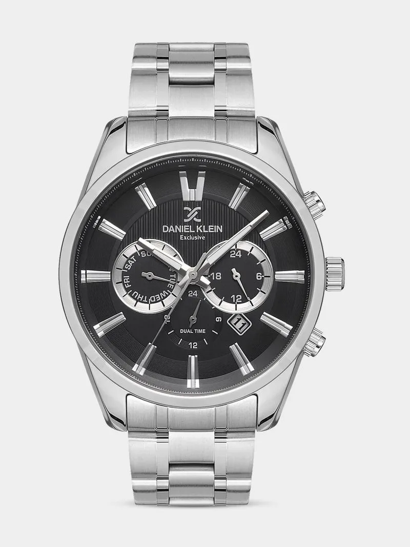 Daniel Klein Silver Plated Stainless Steel Chronographic Bracelet Watch
