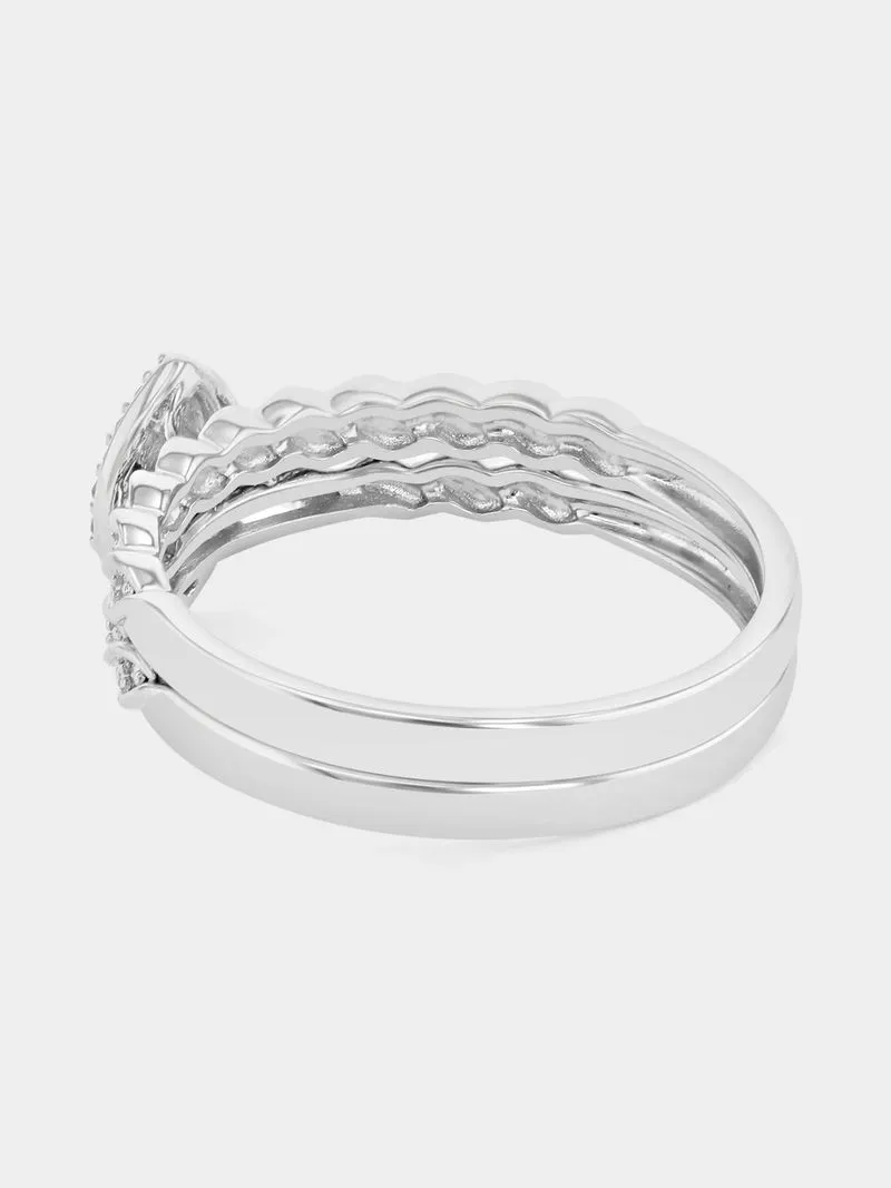 Sterling Silver Lab Grown Diamond Marquise Twisted Twinset Ring