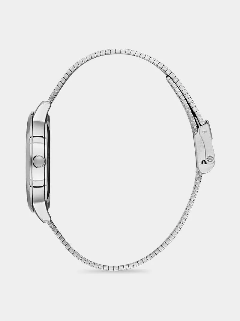 Daniel Klein Silver Plated Black Dial Mesh Watch