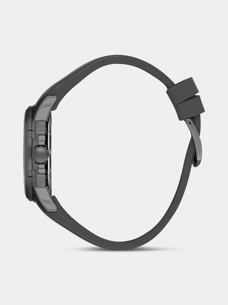 Daniel Klein Black Plated Grey Silicone Watch