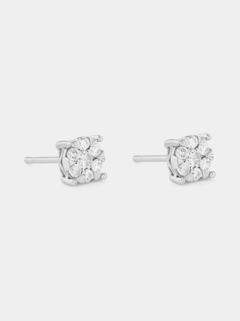 White Gold 0.50ct Diamond Illusion Solitaire Stud Earrings