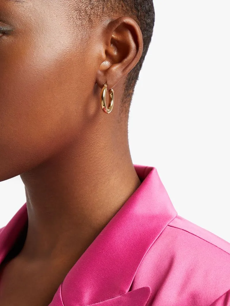 Stainless Steel 18ct Gold Plated Wateproof tube hoop earrings