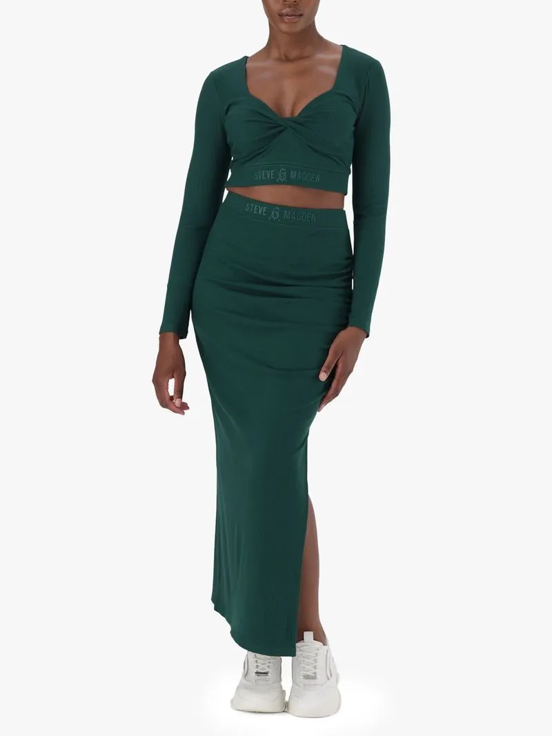 Women's Steve Madden Green Co-ord Layla High Waisted Rib Skirt