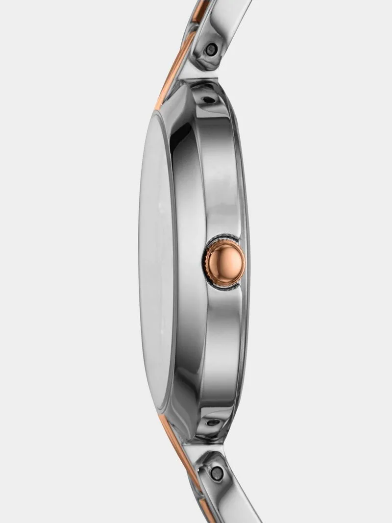 Fossil Kerrigan Silver & Rose Plated Stainless Steel Bracelet Watch