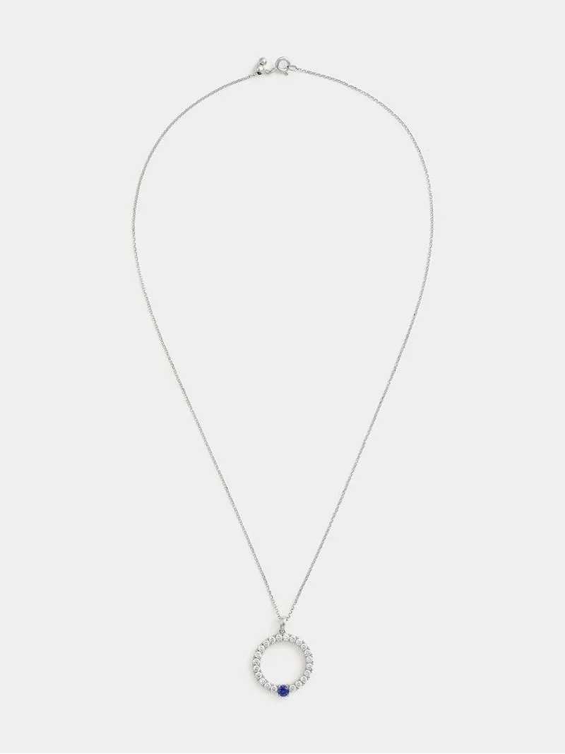 Cheté Sterling Silver Tanzanite Blue Cubic Zirconia Circle Pendant