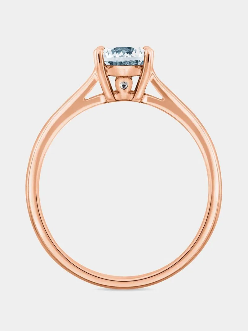 Rose Gold Aquamarine & Diamond Solitaire Ring
