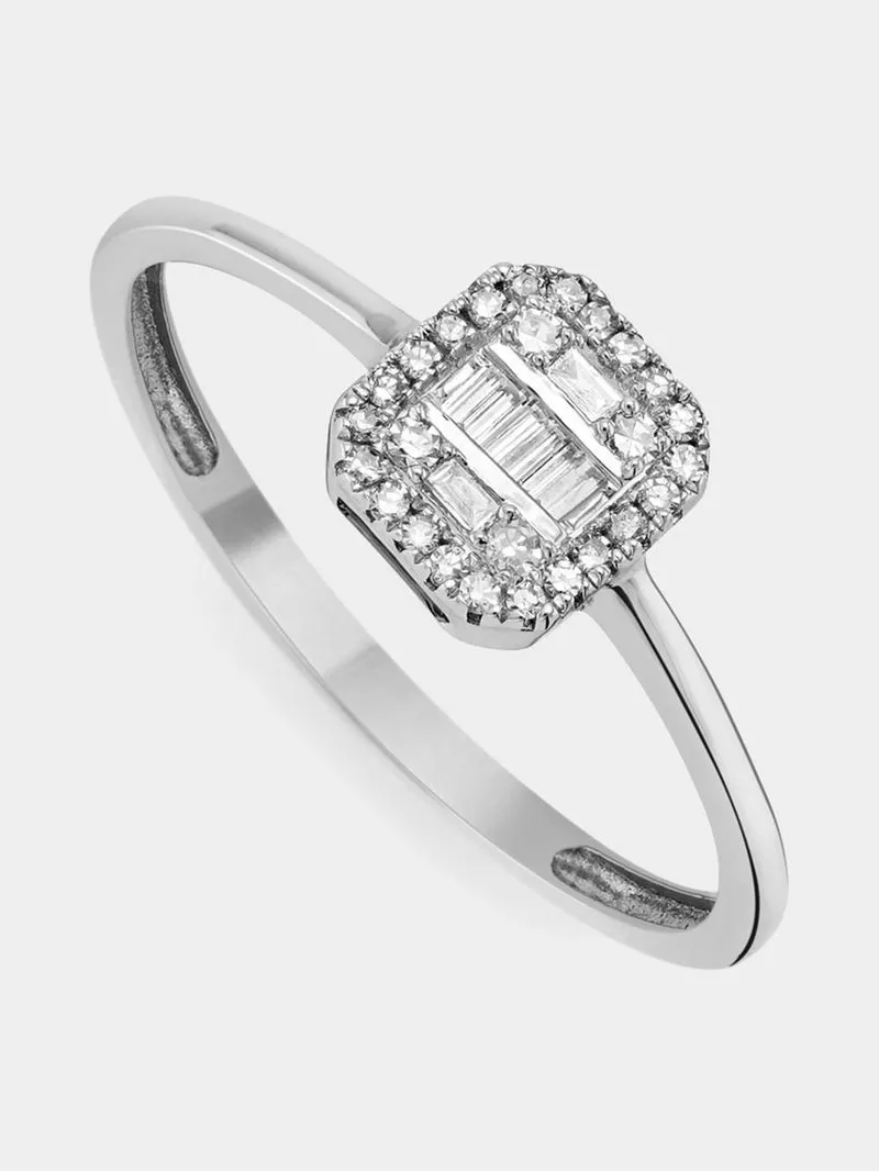 9ct White Gold 0.12ct Diamond Cushion Cluster Ring