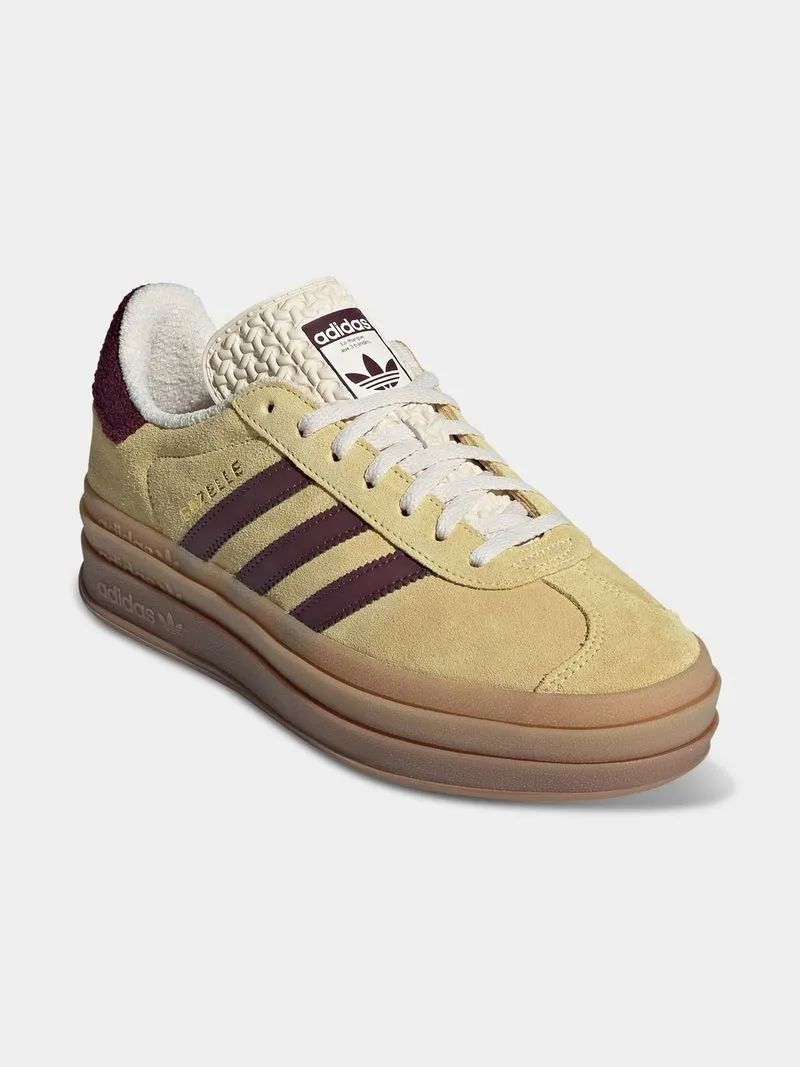 adidas Originals Women's Gazelle Bold Yellow/Burgundy Sneaker