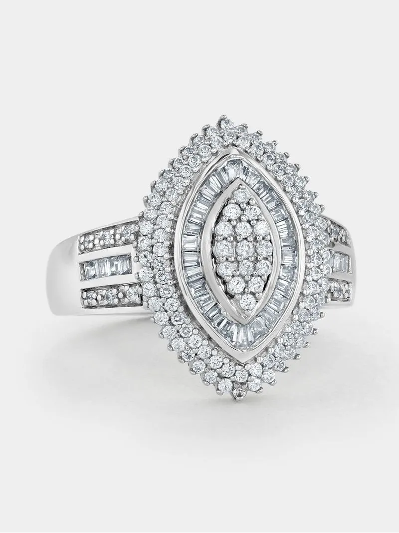 White Gold 0.72ct Diamond Women’s Marquise Halo Ring
