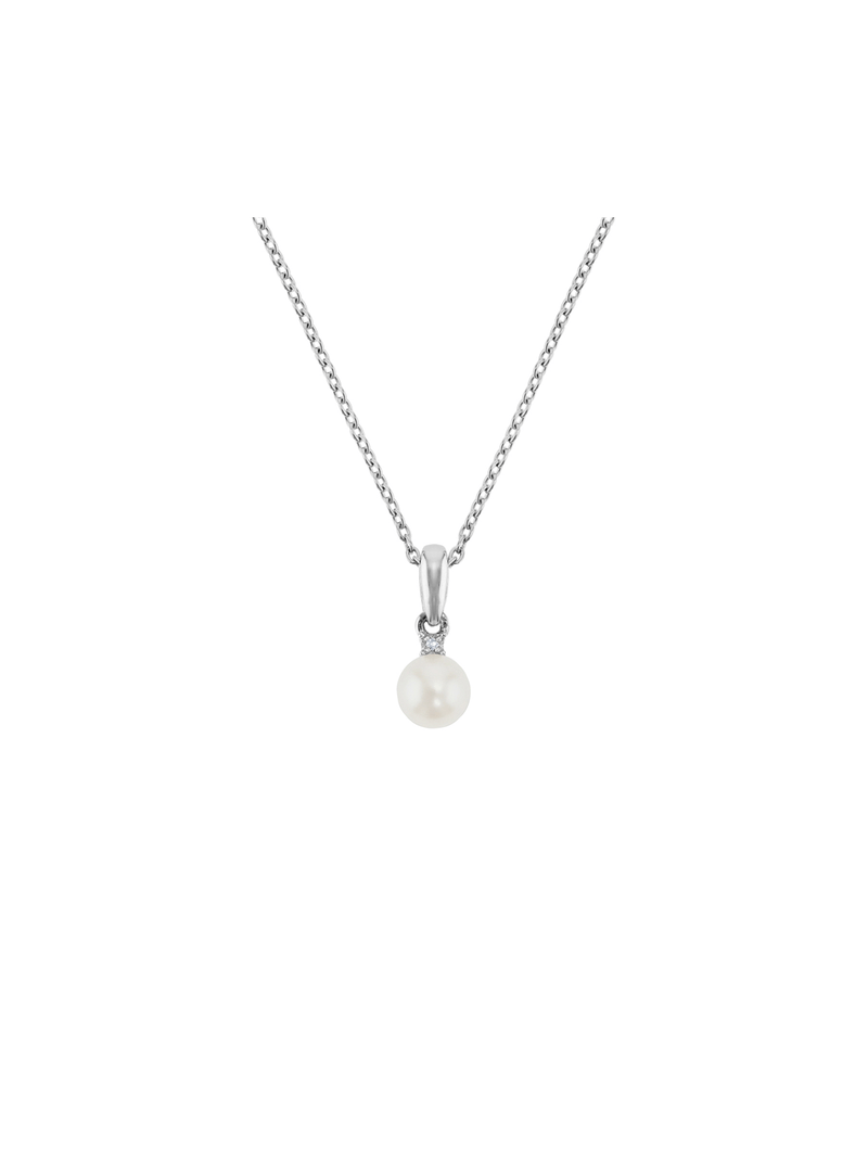 Sterling Silver Diamond & Freshwater Pearl Birthstone Pendant