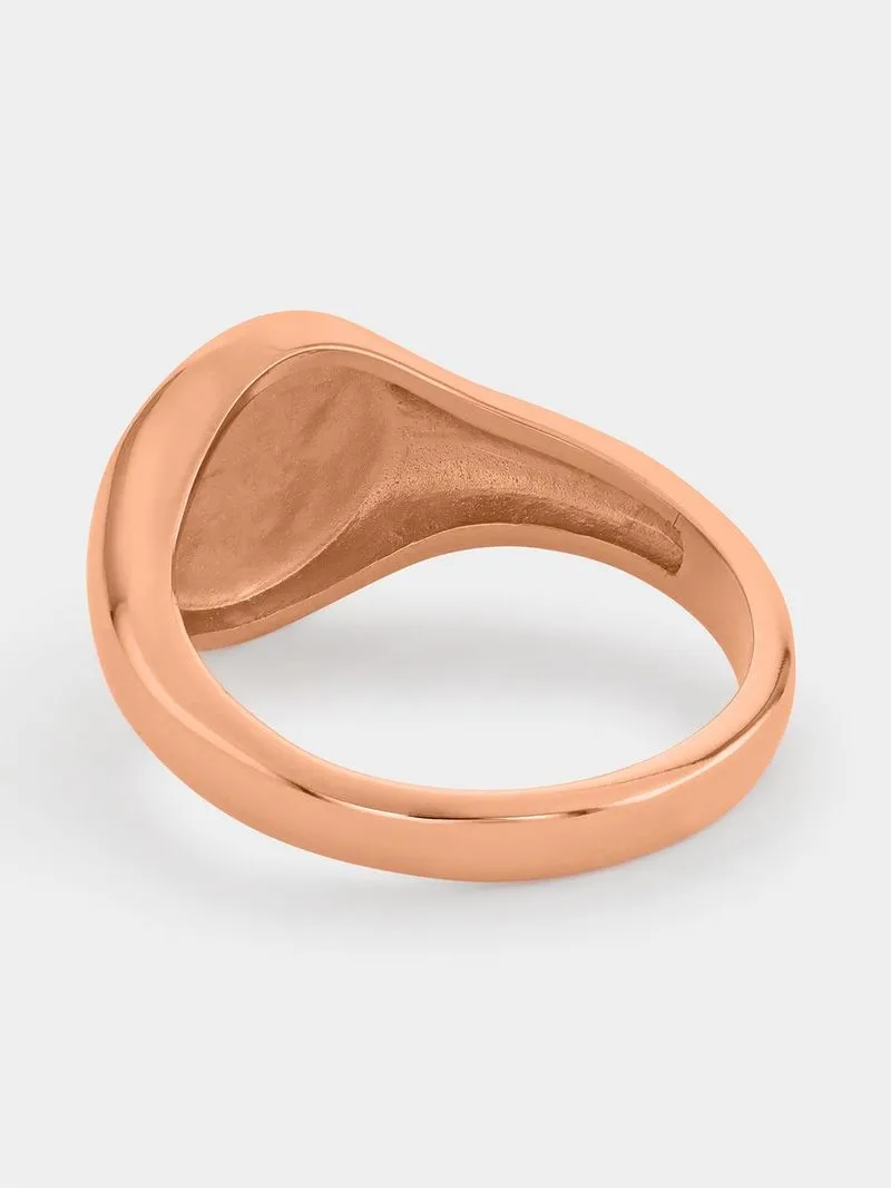 Rose Gold Plated Women’s Round Sunray Signet Ring
