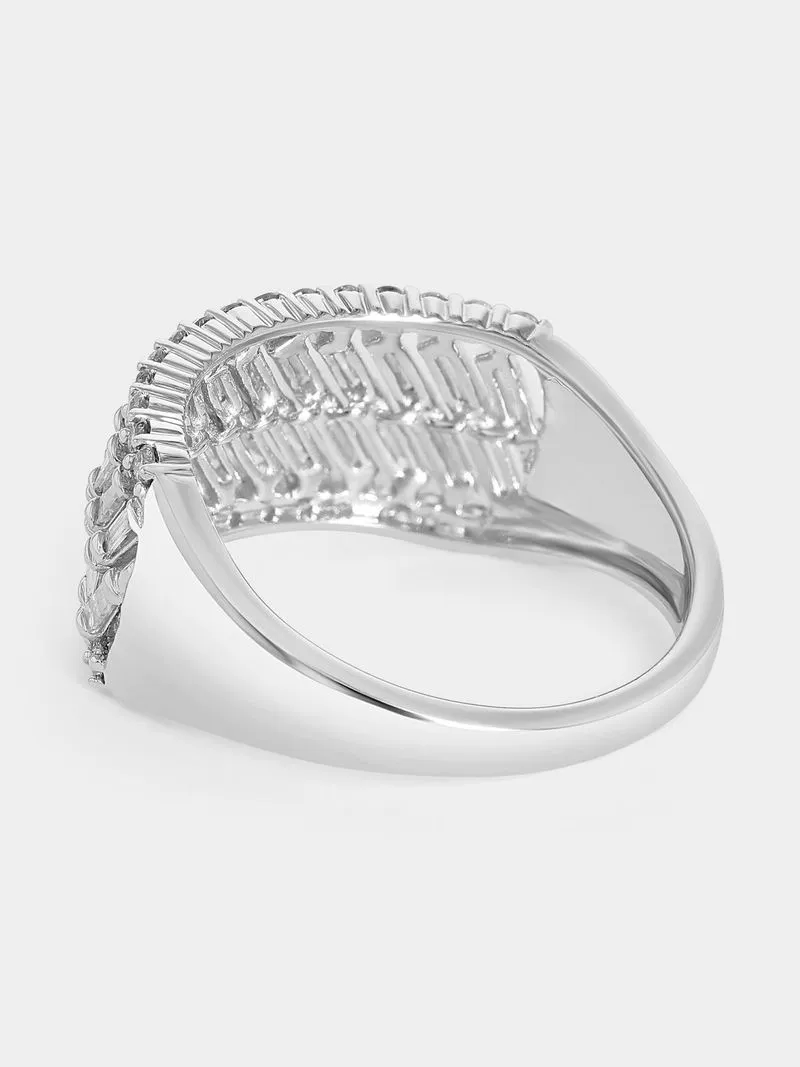White Gold 0.89ct Diamond Baguette-Cut & Round-Cut Ring