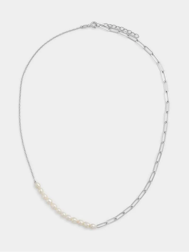 Cheté Sterling Silver Freshwater Pearl Paperclip Chain