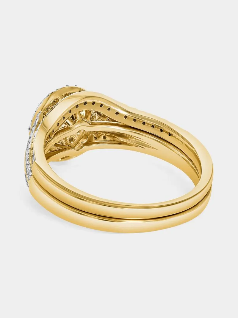 Yellow Gold 0.50ct Diamond Oval Cluster Twinset Ring