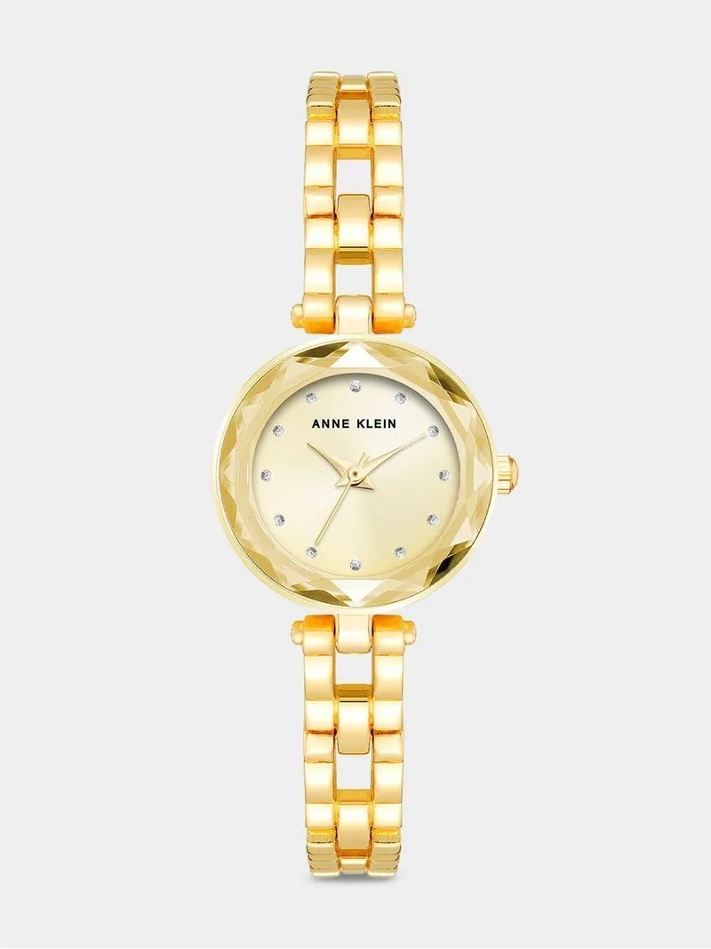 Anne Klein Gold Plated Embellished Bracelet Watch