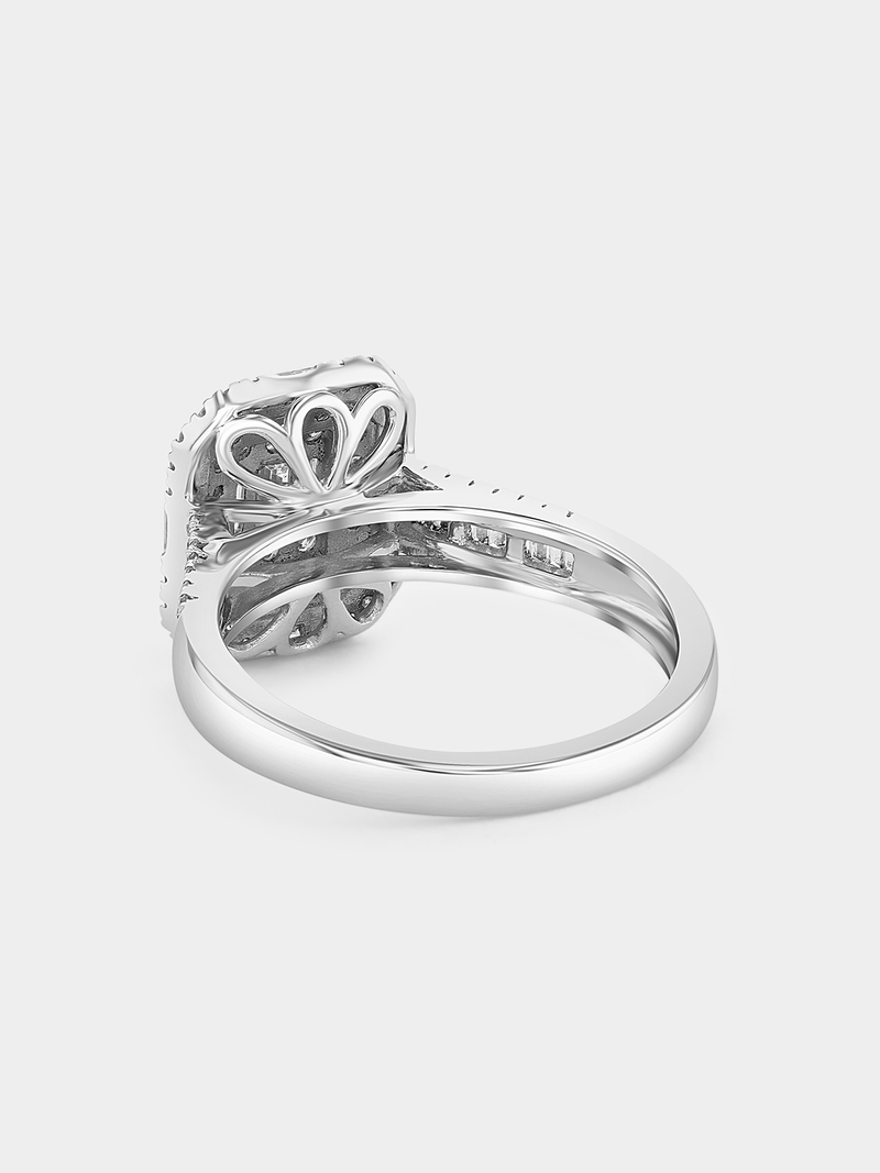 White Gold 0.75t Diamond Women’s Cushion Halo Ring