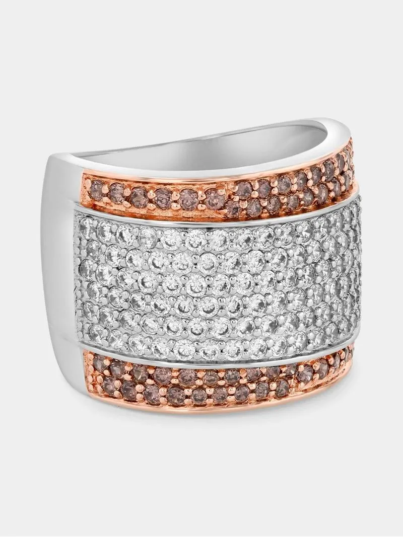 Cheté Rose Plated Sterling Silver Champagne Cubic Zirconia Pavé Ring