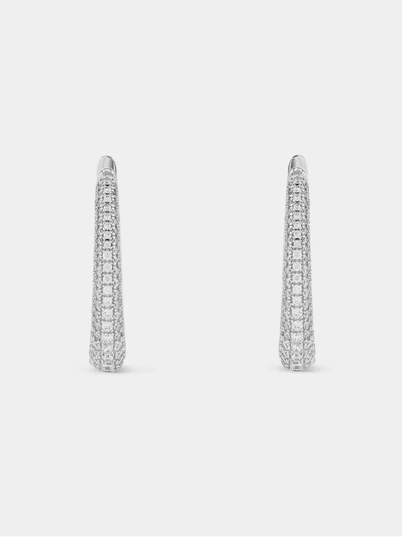 Cheté Sterling Silver Cubic Zirconia Oval Hoop Earrings