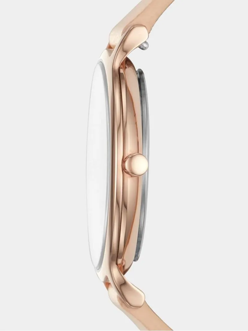 Skagen Women's Anita Rose Gold Plated Stainless Steel & Nude Leather Watch
