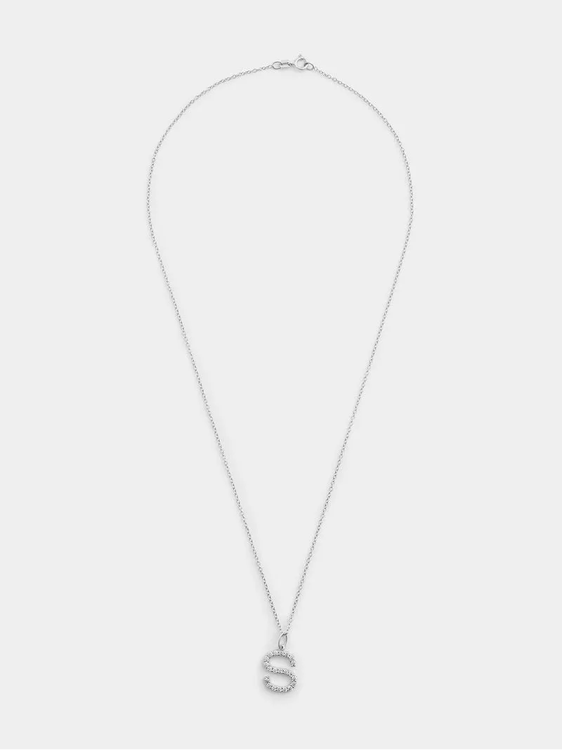 Cheté Sterling Silver Cubic Zirconia “S” Initial Pendant