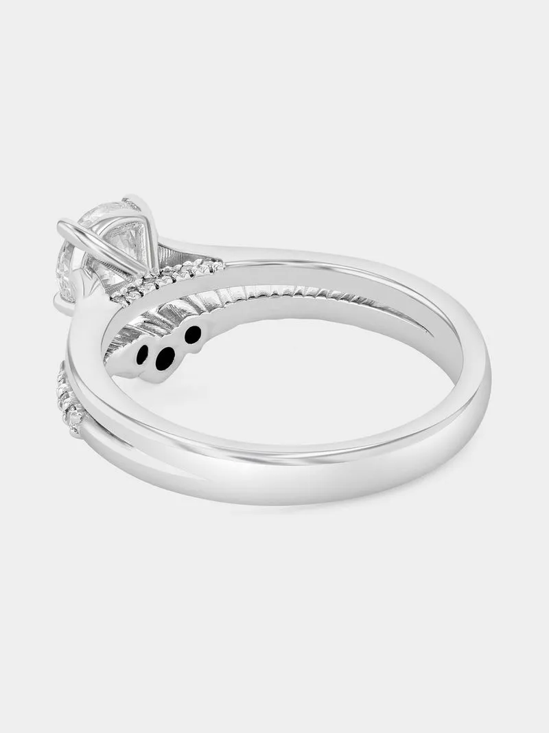 White Gold 0.9ct Lab Grown Diamond Solitaire Wishbone Twinset Ring