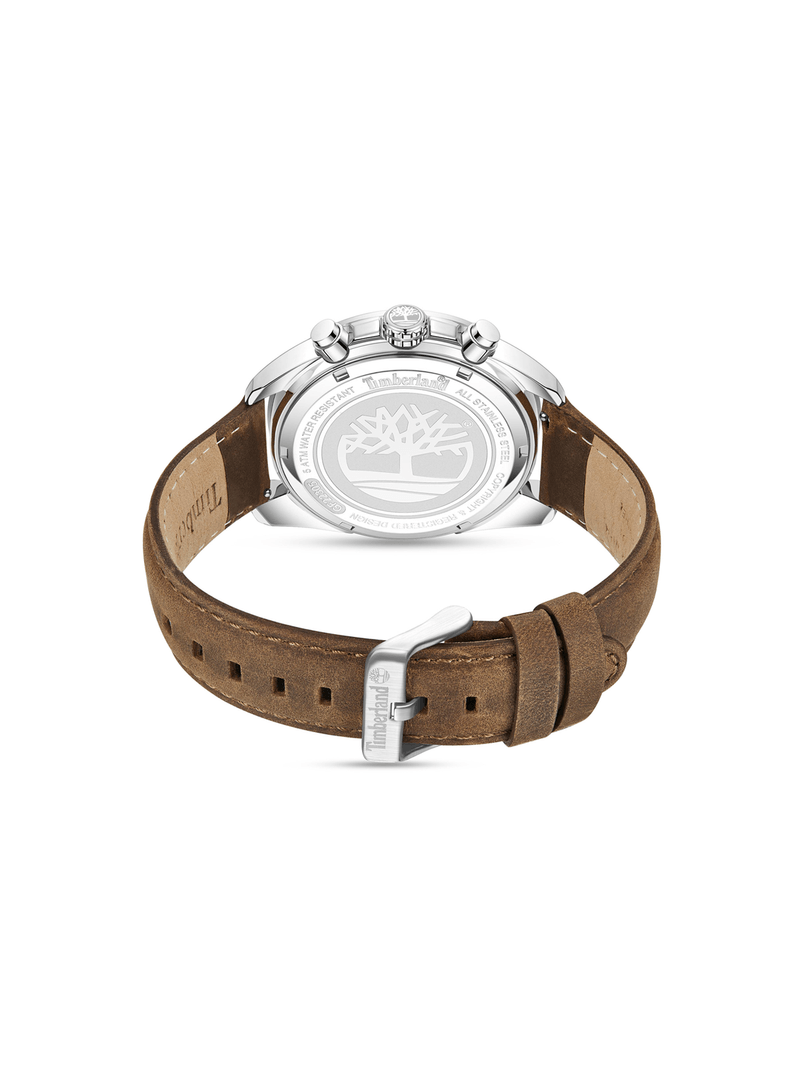 Timberland Men's Carrigan Stainless Steel & Brown Leather Chronograph Watch