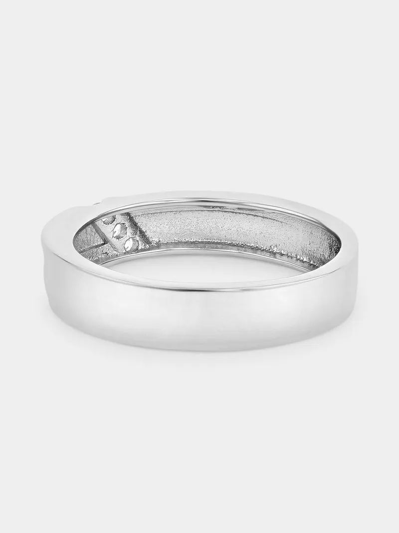 Sterling Silver Cubic Zirconia Triology Channel Ring
