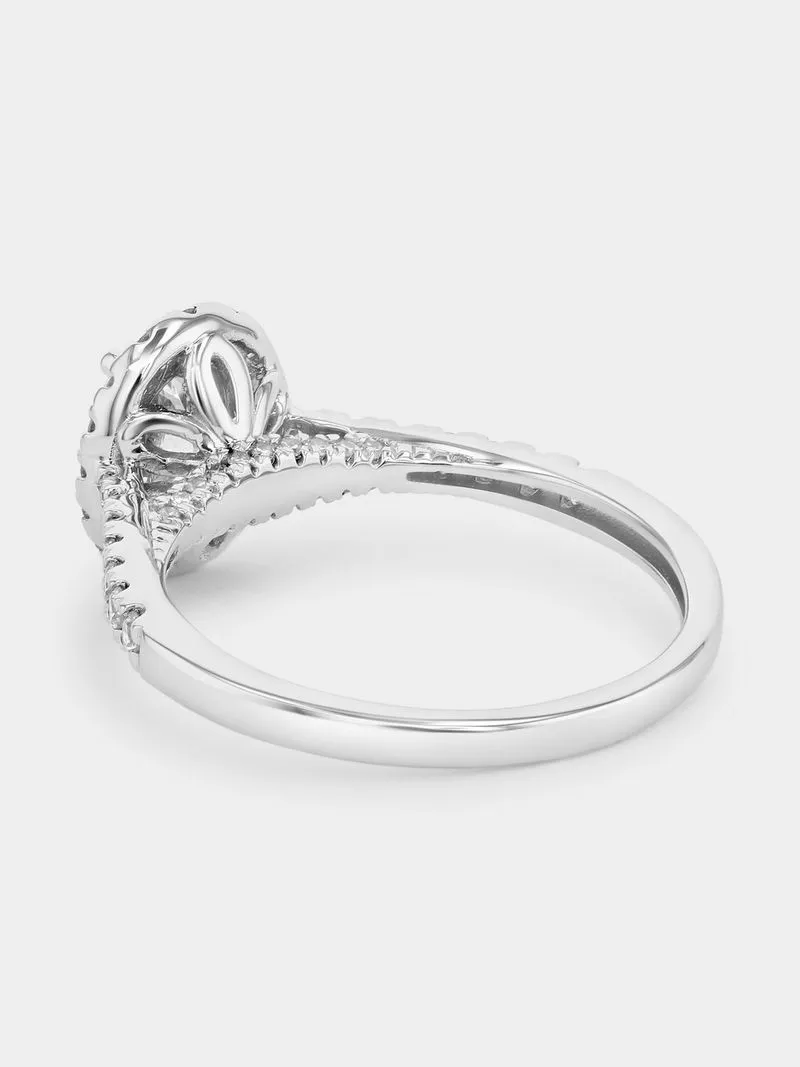 White Gold 1.1ct Lab Grown Diamond Oval Halo Ring