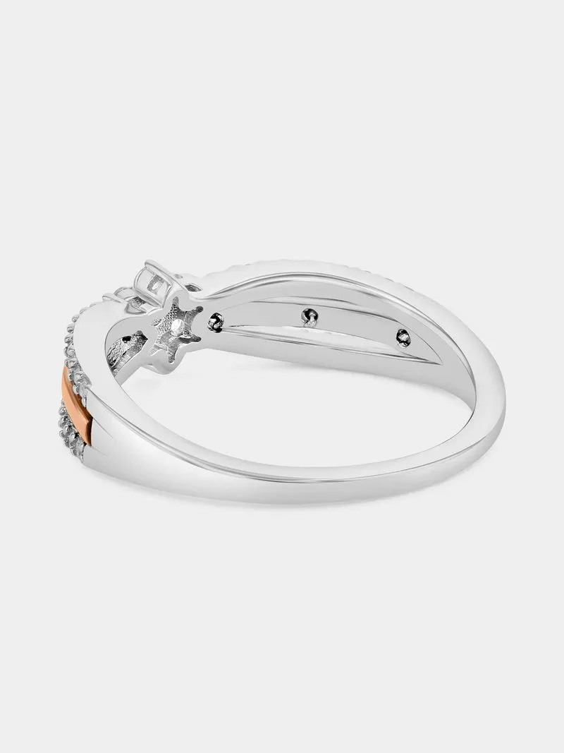 Rose Gold & Sterling Silver Cubic Zirconia Flower Ring