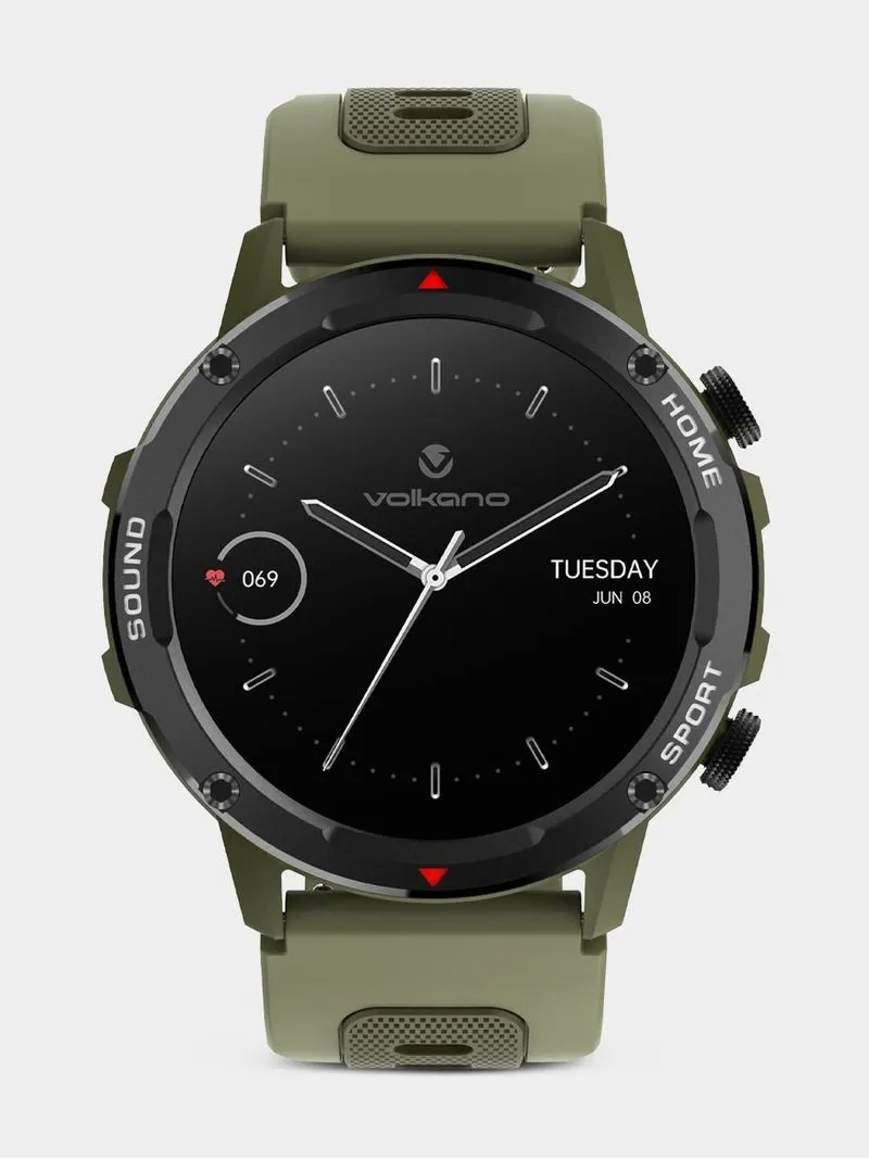 Volkano Fit Power Series Black Plated & Green Silicone Smart Watch