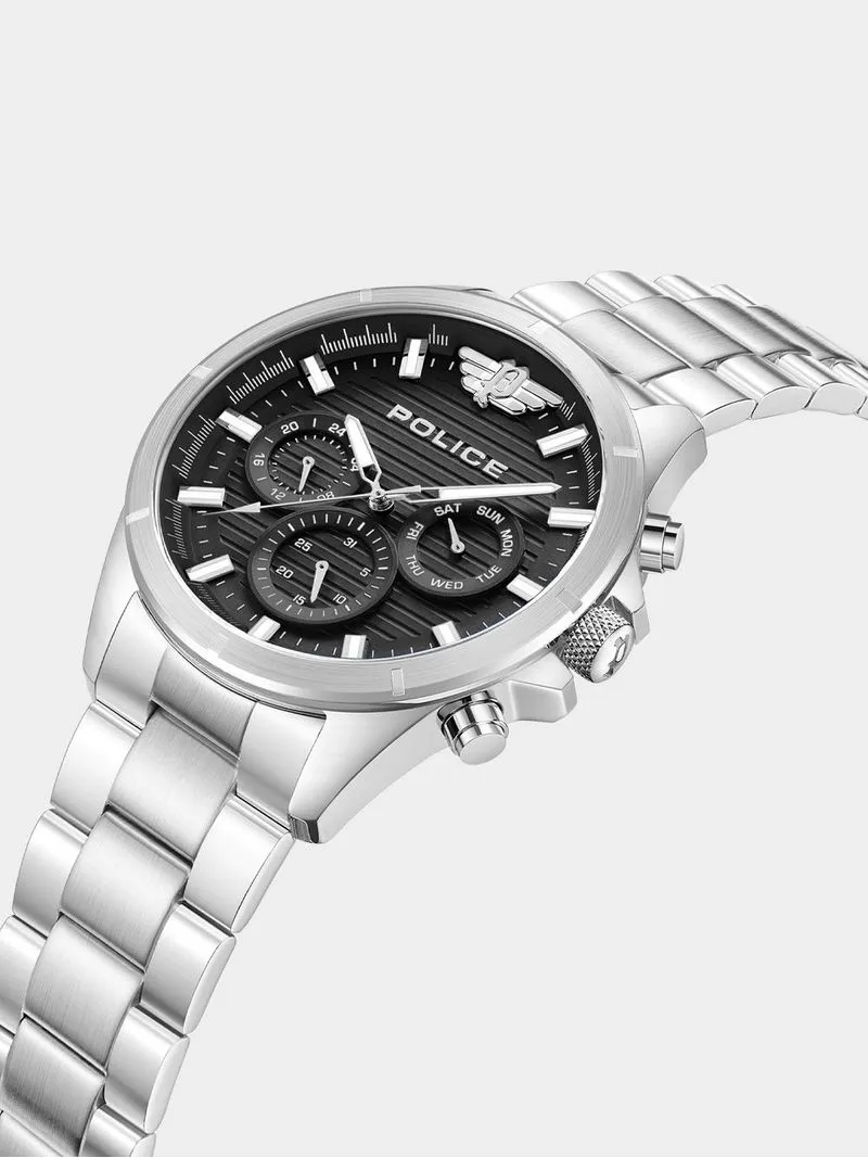 Police Malawi Stainless Steel Black Dial Chronograph Bracelet Watch