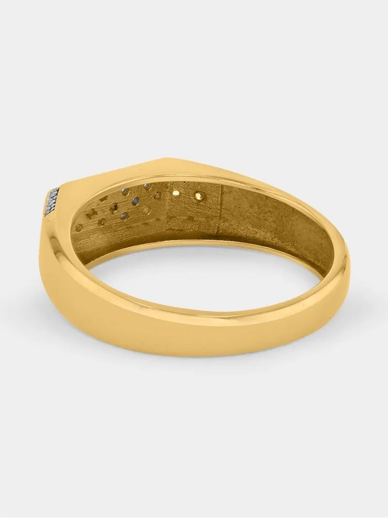 Yellow Gold Created White Sapphire Men's Bling Ring
