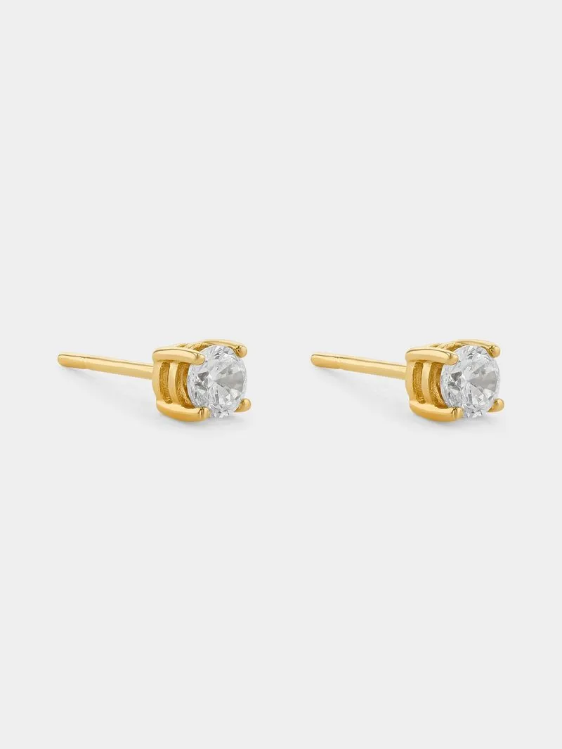 Yellow Gold 0.5ct Moissanite Round Stud Earrings