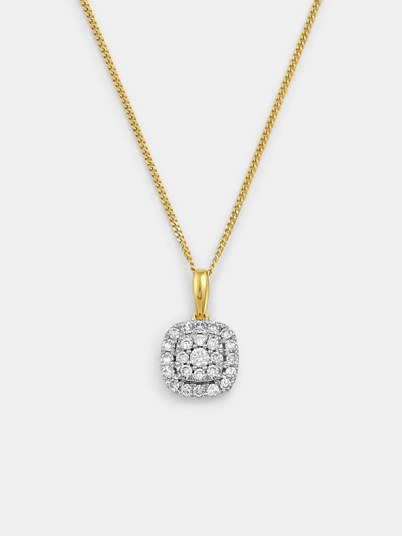 Yellow Gold 0.26ct Lab Grown Diamond Cushion Pendant