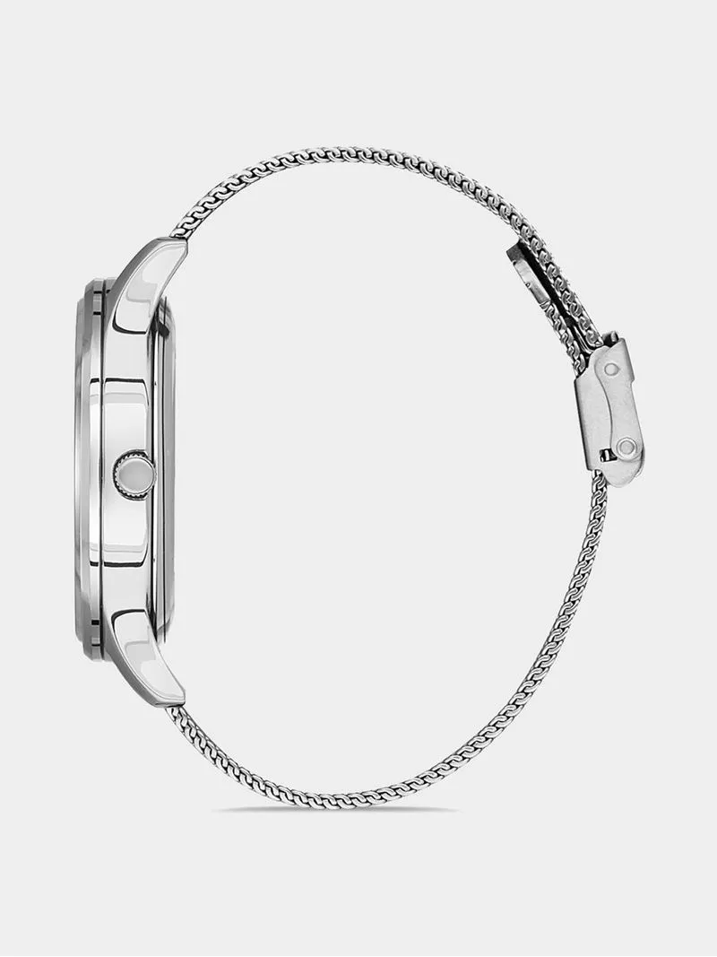 Daniel Klein Silver Plated Silver Dial Mesh Watch