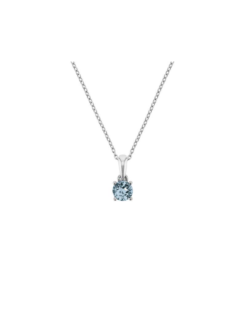 Sterling Silver Diamond & Sky Blue Topaz Birthstone Pendant