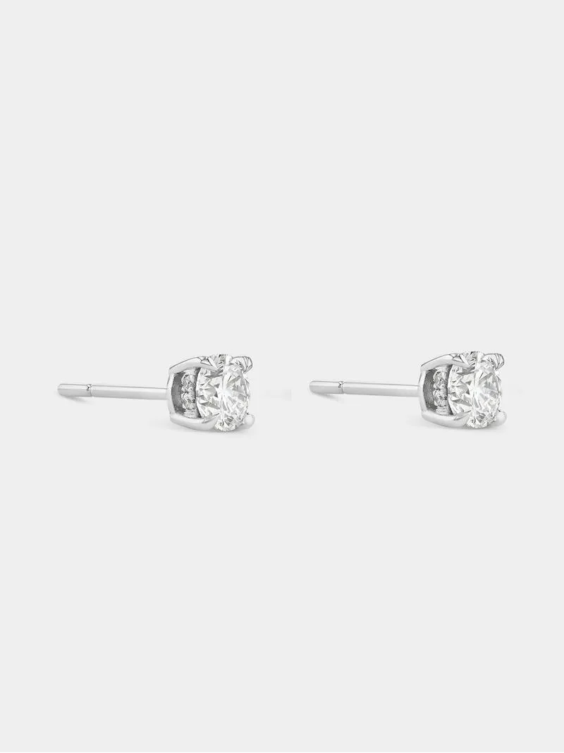 White Gold 1ct Lab Grown Diamond Solitaire Stud Earrings