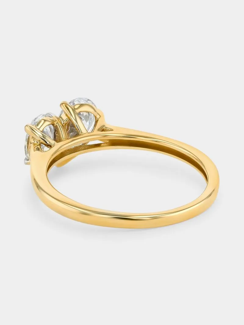 Yellow Gold 1.24ct Lab Grown Diamond Pear & Oval Two-Stone Ring