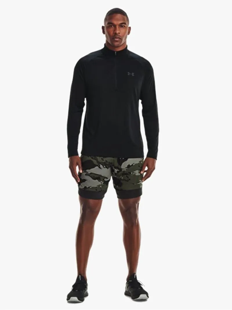 Mens Under Armour Tech 1/2 Zip Long Sleeve Black Top