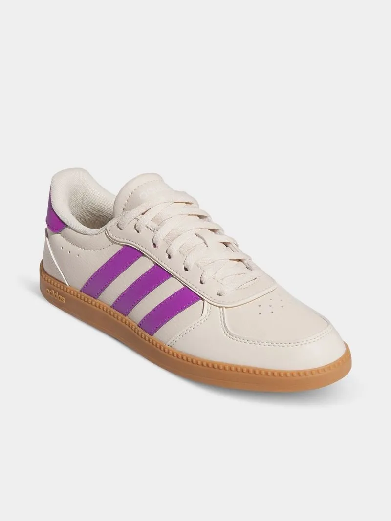 Womens adidas Breaknet Sleek Ivory/Purple Burst Sneakers