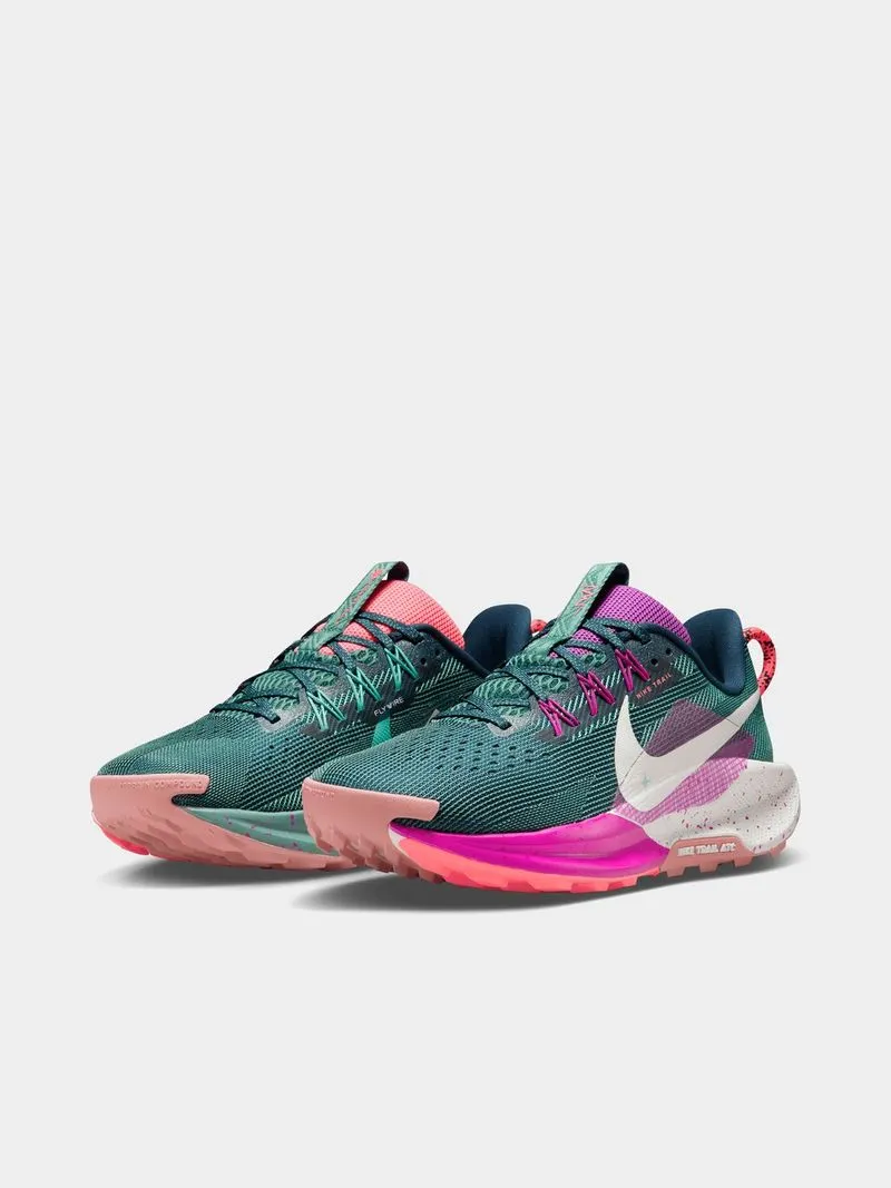 Womens Nike ReactX Pegasus Trail 5 Armory Navy/Frost Green/Navy Trail Running Shoes