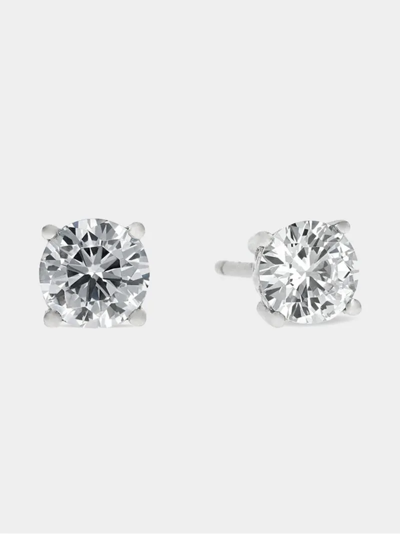 Cheté Sterling Silver & Round Cubic Zirconia Stud Earrings