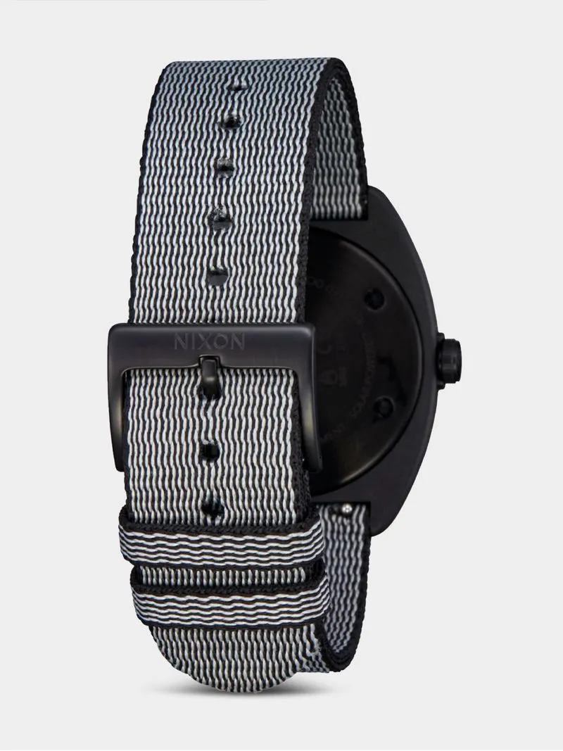 Nixon Women's Light Wave All Black Solar Fabric Woven Strap Watch
