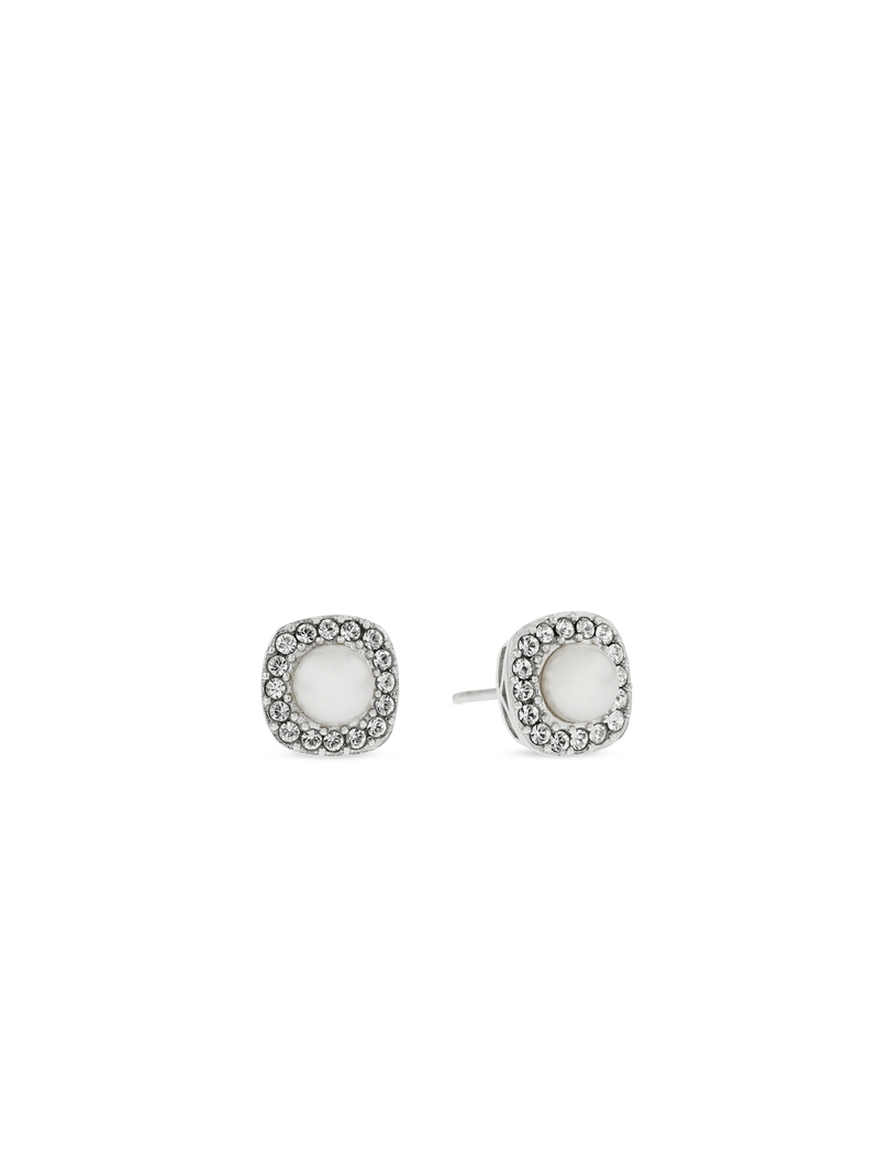Sterling Silver Pearl & Cubic Zirconia Women's June Birthstone Stud Earrings
