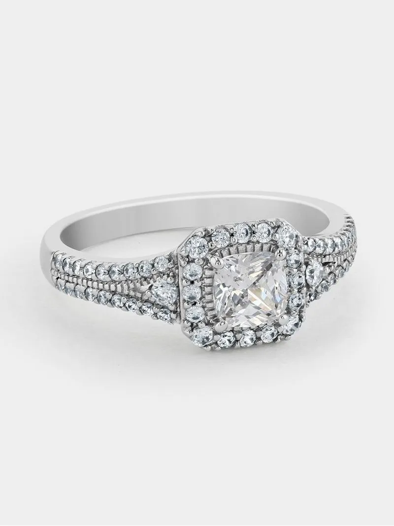 Cheté Sterling Silver Cubic Zirconia Women’s Princess Ring