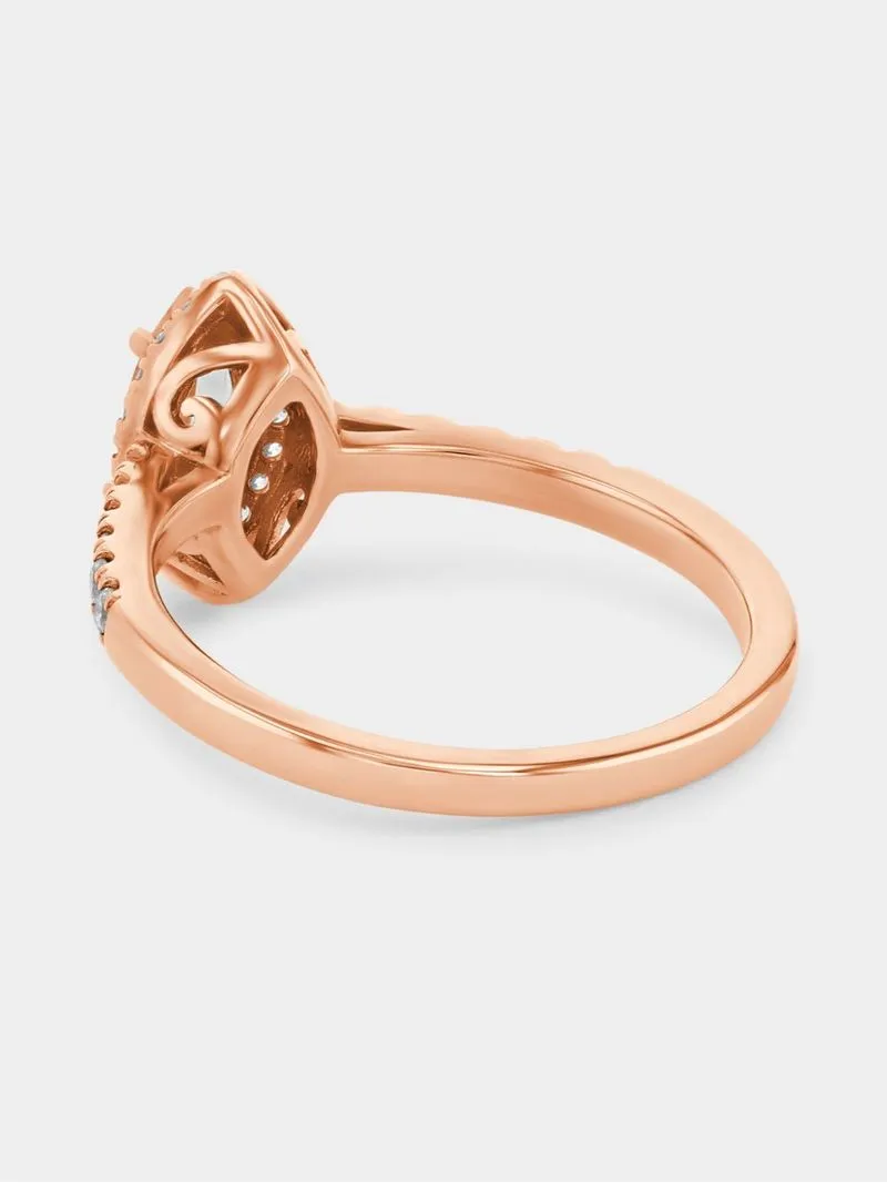 Rose Gold 0.25ct Diamond & Pink Morganite Marquise Halo Ring