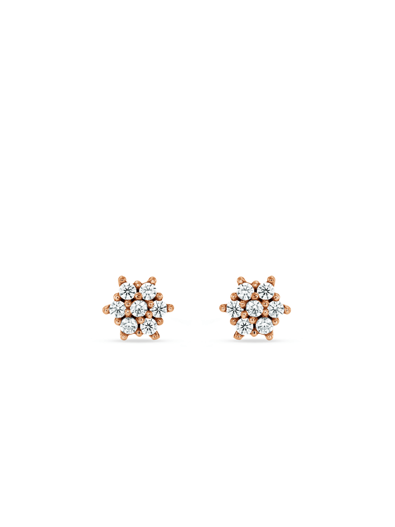 Rose Gold & Sterling Silver Cubic Zirconia Women’s Cluster Stud Earrings