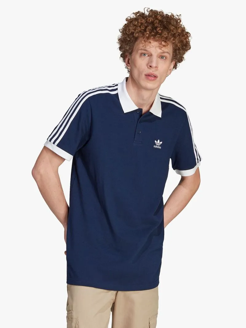 adidas Originals Men's Adicolor Classics 3-Stripe Blue Polo Shirt